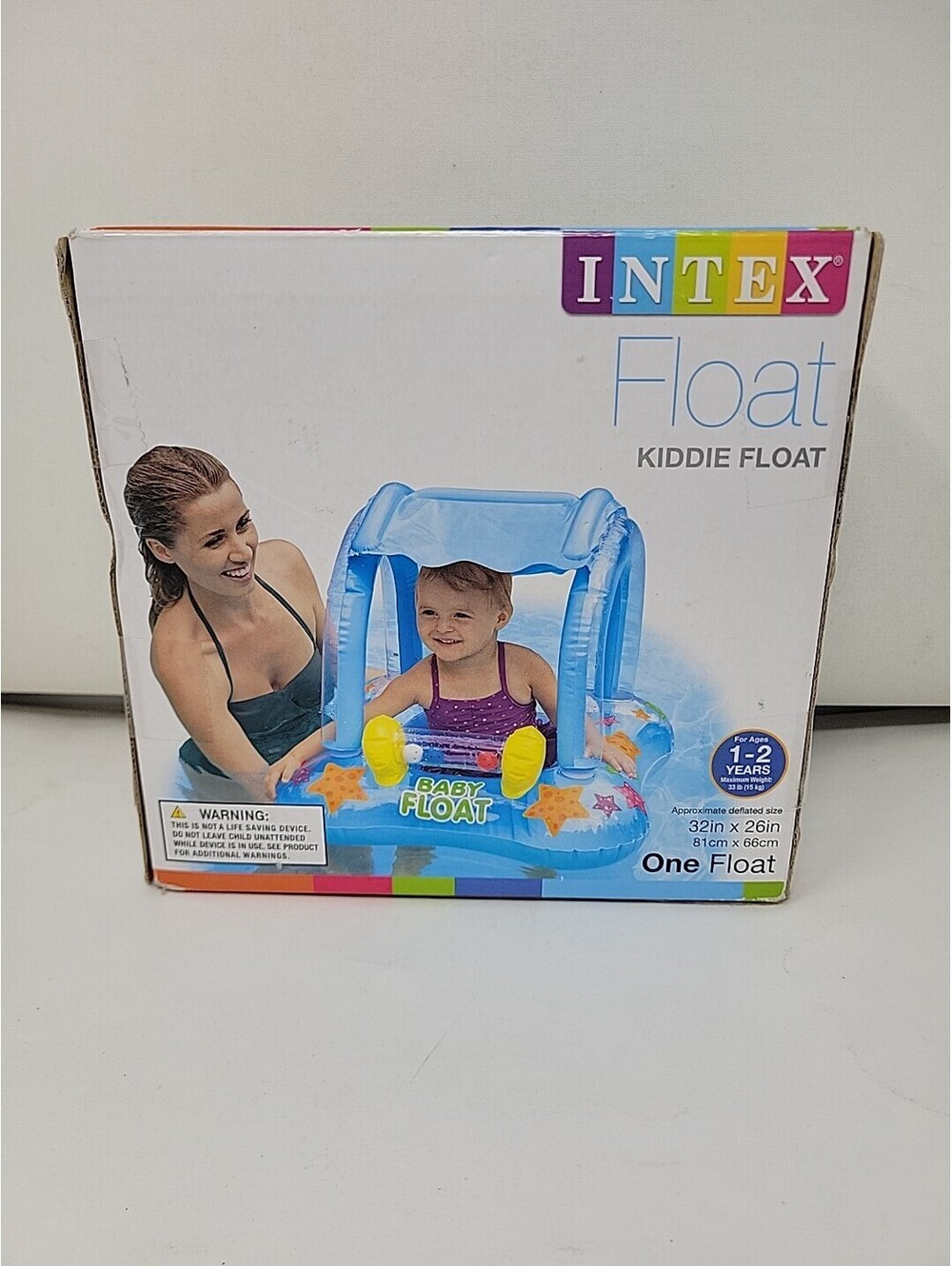 Intex Kiddie Inflatable Pool Float Swimming Tube With Shade 32in X 26in